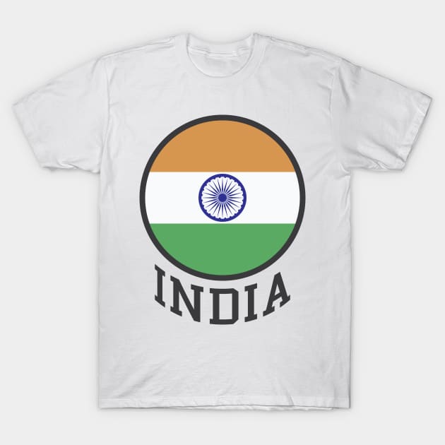 India Flag Logo Tricolor with Ashoka Chakra Desi Indian T-Shirt by alltheprints